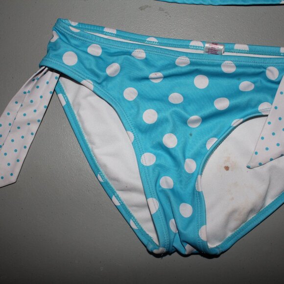 Blue & White 2 Pcs Justice Tankini Swimsuit Size 12 1/2 - Picture 3 of 11